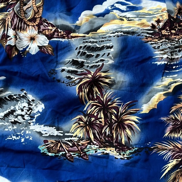 Hilo Hattie Hawaiian Sarong Mini Wrap Skirt VTG Aloha Tropical Blue One Size - Picture 2 of 7